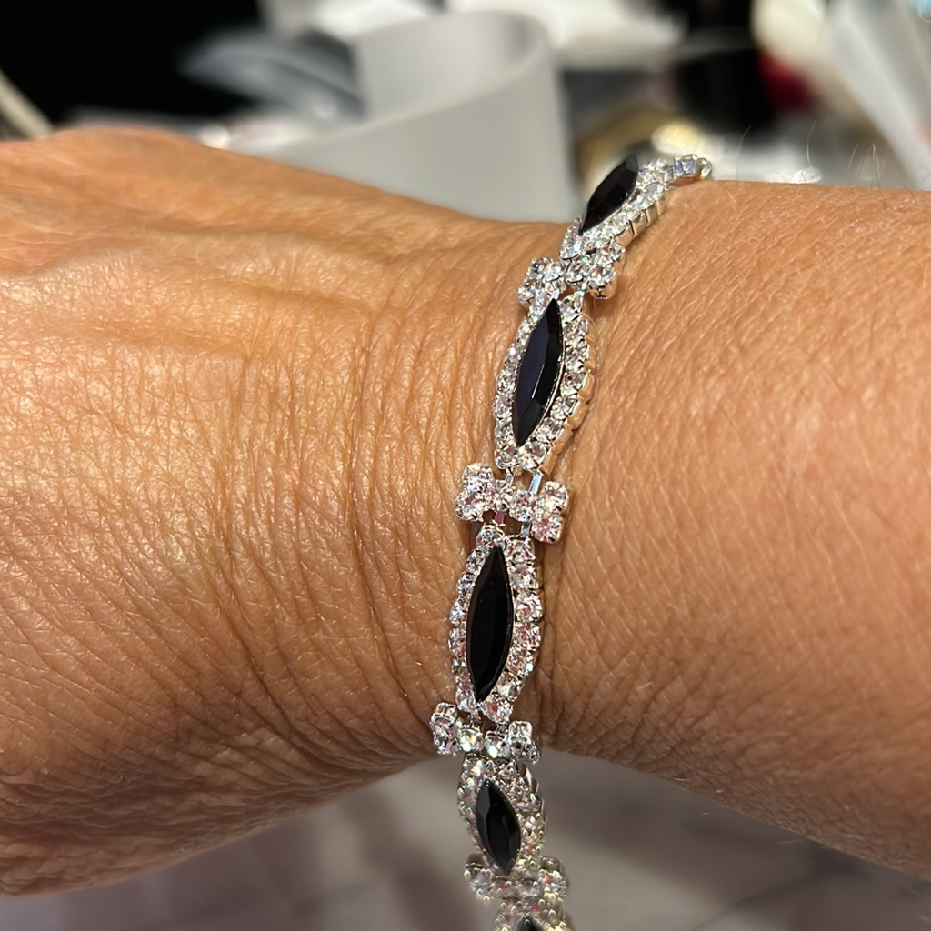 Jet Black Marquise Cuts & Crystal Bracelet-Boutique